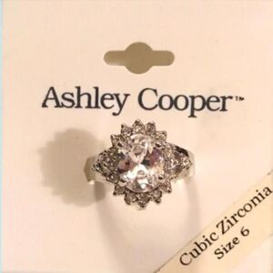 Ashley Cooper Women's Silver Jewelry ring cubic zirconia size 6